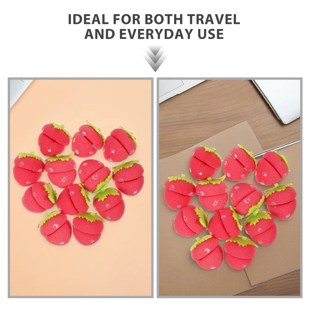 18Pcs Soft Sponge Hair Curlers Strawberry Shape for Overnight Use Heatless Curls Natural Waves Travel Friendly Styling Tool