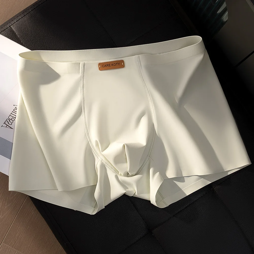 Men Ice Silk Smooth Silky Comfortable Boxers Shorts Underwear Middle Waist Sports Youth Underpants Boxer Trunks