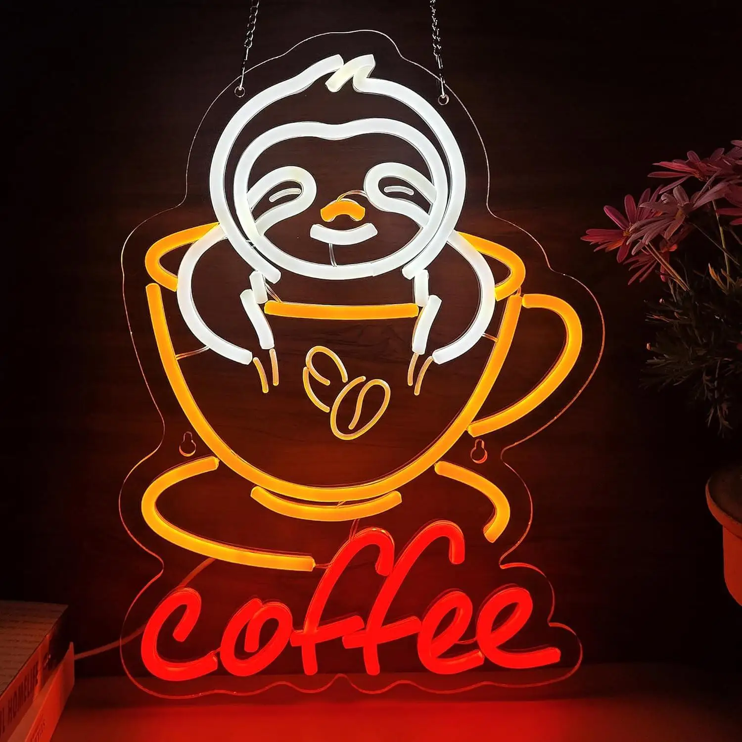 

Sloth Coffee Neon Sign Dimmable LED Neon Lights for Home Cafe Station Accessories Art Decor Party Decorations Business Led Signs
