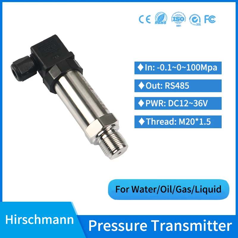 

RS485 Static Pressure Sensor Water Air Oil Diffused Silicon Pressure Transducer Pneumatic Absolute Pressure Transmitter