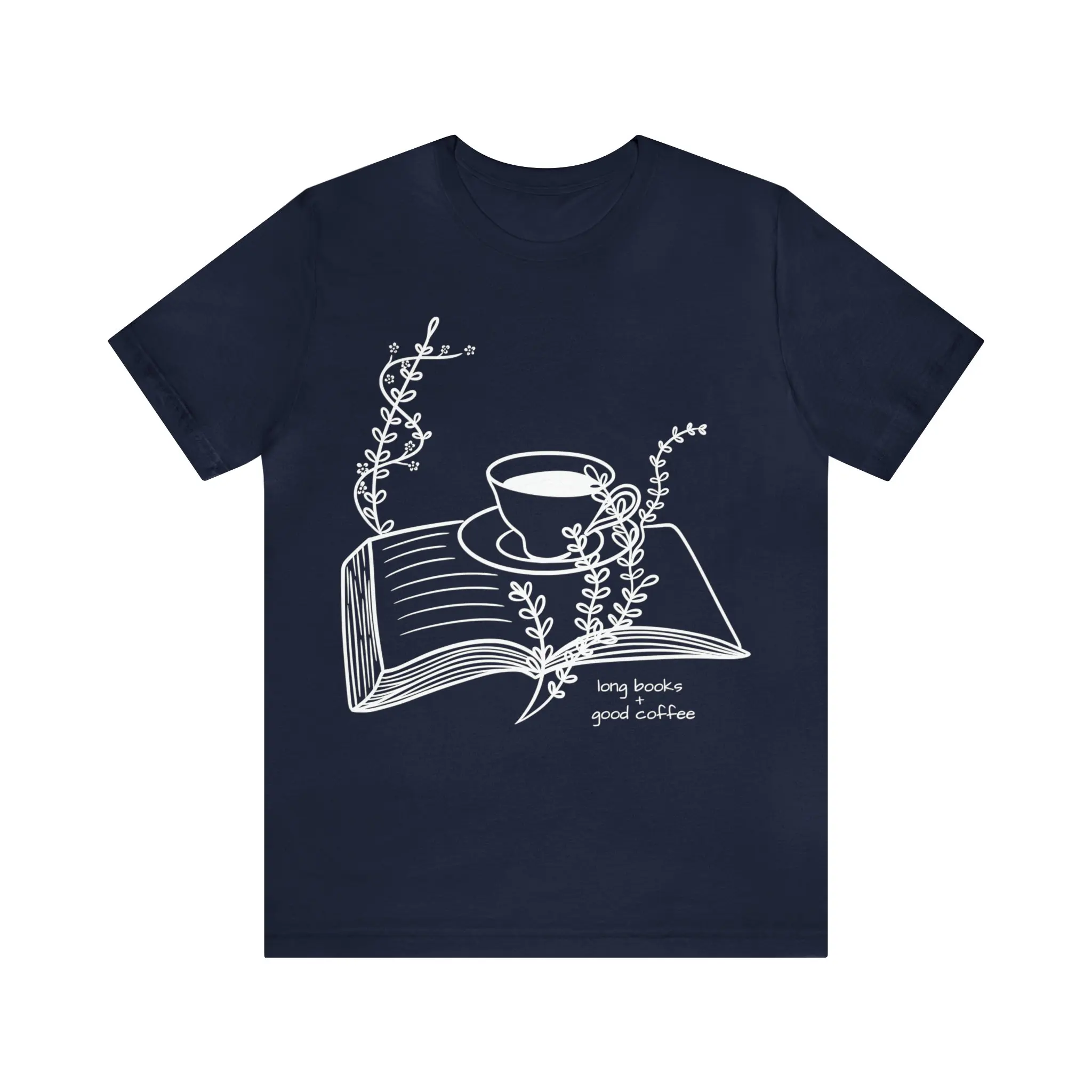 Book Coffee T-shirt, Reading Enthusiast T-shirt, Lotus Flower Pattern T-shirt, Universal Tea Cup T-shirt for Both Women and Men