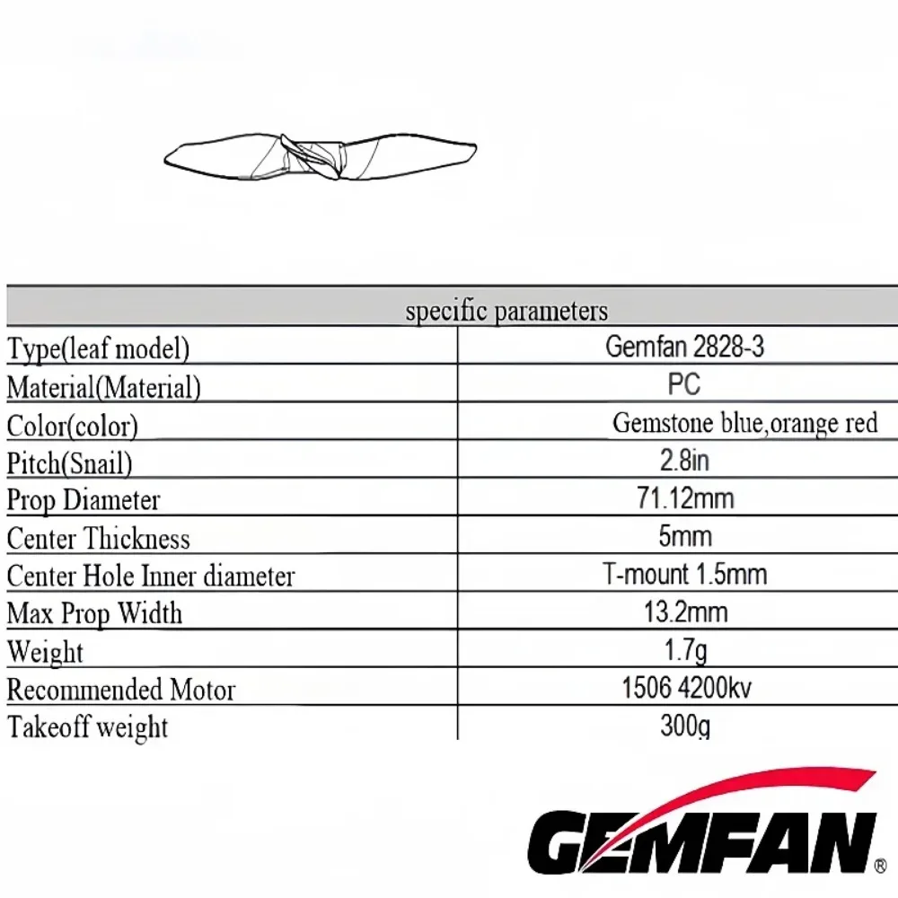 2pairs GEMFAN  2828 2.8-inch 200mm drone soccer propeller with three blades for cross-country flight