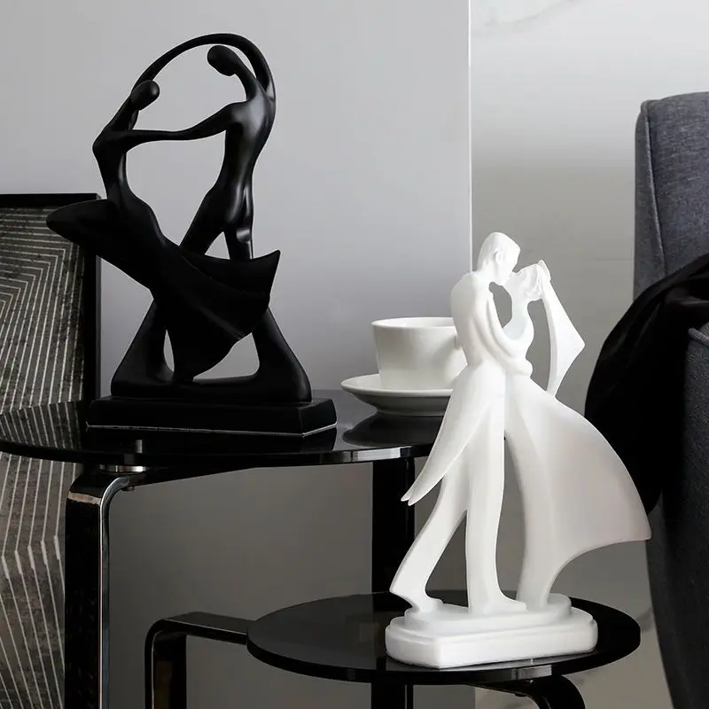 Nordic Kissing Dancing Couple Statue Resin Decoration Home Room Figurines Accessories Study Office Desk Sculpture Ornaments Art