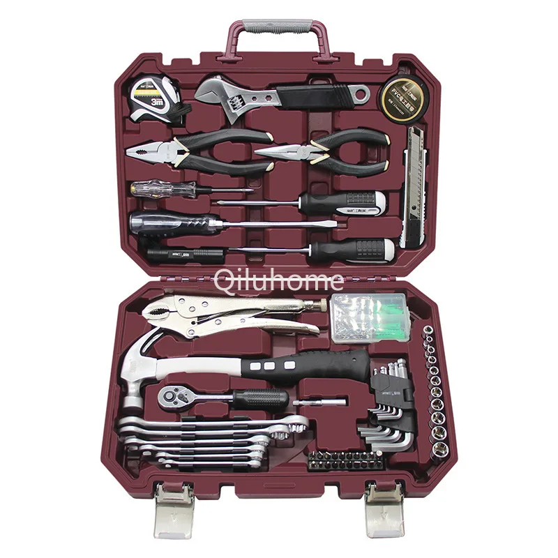 Household Toolbox Hardware Suit Multi-Functional Combination Family Daily Maintenance 122 Pieces Set Wholesale