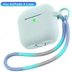 For 2024 Apple AirPods 4 Protective Case Cover with Lanyard Soft Silicone Case for AirPod 4th Generation Cases Shockproof Drop