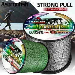 Ashconfish 300M 8 Strands 6-300LB Spot PE Braided Fishing Line Multifilament Super Strong Invisible Wire Mixed Color Braid Line