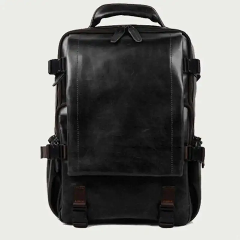 

Teenage PU School Leather Backpacks Retro Fashion Schoolbag Man Laptop Backpack Male Zipper Large Capacity Bag Bagpack