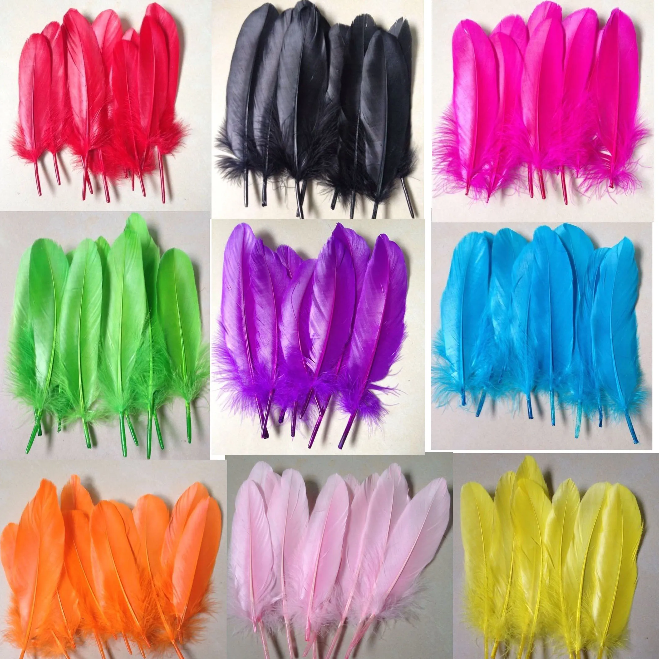 200PCS/LOT 6-8inch/15-20CM Multicolor Goose Satinettes Loose Feathers for Masks,Handicraft Accessories Table Centerpieces DIY