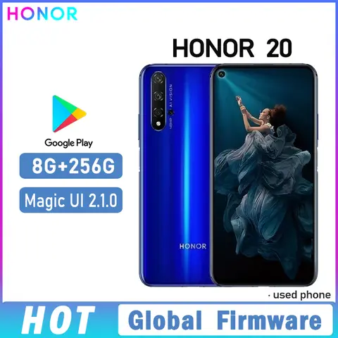 HONOR 20 Smartphone Firmware globale Haisi Qilin 980 6.26 pollici Magic UI 2.1.0 3750 mAh Android 9.0 fotocamera posteriore 48MP telefono usato