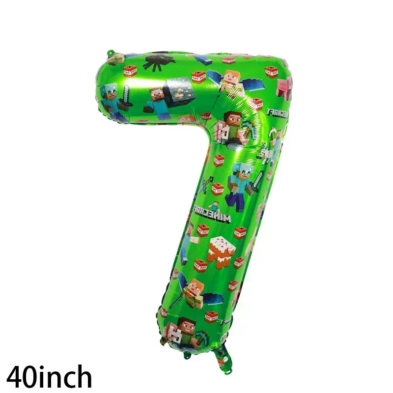 Cartoon Minecraft Ballon New My World Pixel Grün Nummer 0-9 Aluminiumfolie Luftballon Kindergeburtstag Party Dekoration