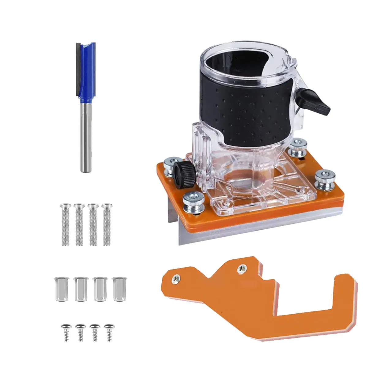 2 في 1 قفل غير مرئي الشق قوس النجارة راوتر قاعدة التشذيب آلة طحن قاعدة غطاء شفاف راوتر بت