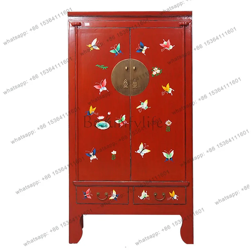 

Painted solid wood wardrobe B & B hotel bedroom storage storage wardrobe Ming and Qing classical high cabinet