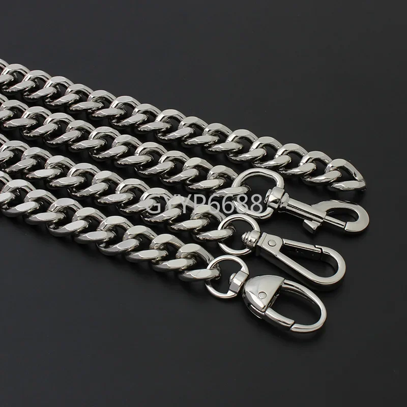 1-5pcs 60-100-110-120-130cm silver color 4*15.5*18mm 15.5mm width aluminum chains with 3 kinds of snap hooks for chain purse