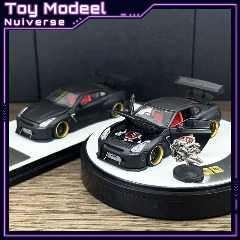PGM Nissan GTR R35 Rocket Bunny Wide Body 1/64 Scale Fin Sport Retro Diecast Alloy Car Simulation Collectible Model Perfect Gift