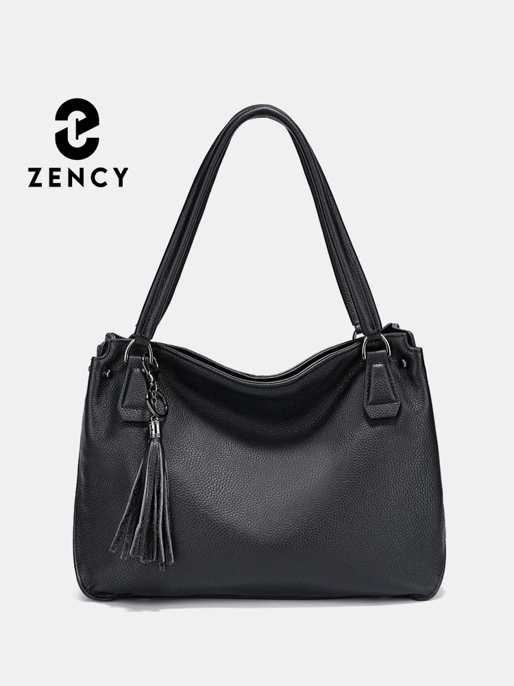 

Zency женская сумка через плечо из натуральной кожи с кисточками, большая вместительная женская сумка-шоппер, сумка-хобо из натуральной кожи, сумка с верхней ручкой