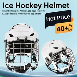 Adjustable Ice Hockey Helmet & Mask Combo For unisex adult White & Face Combo For Men & Women Professional Protective M/L