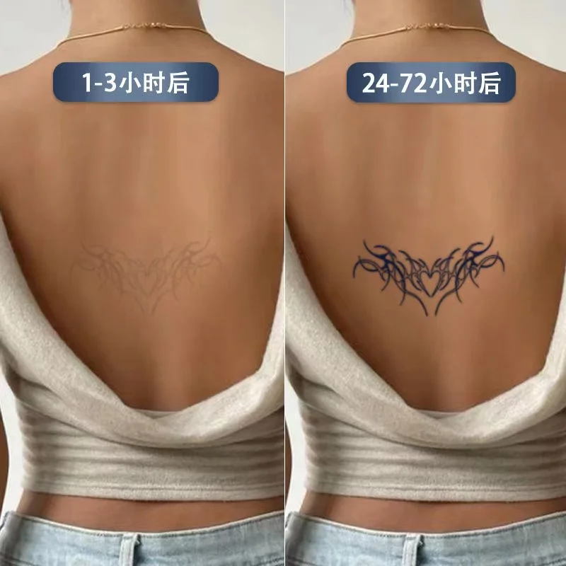 Herb Juice Ink Tattoo Sticker Heart Totem Thigh Back Chest Premium Feel Fake Tattoo Cool Art Tattoo Female