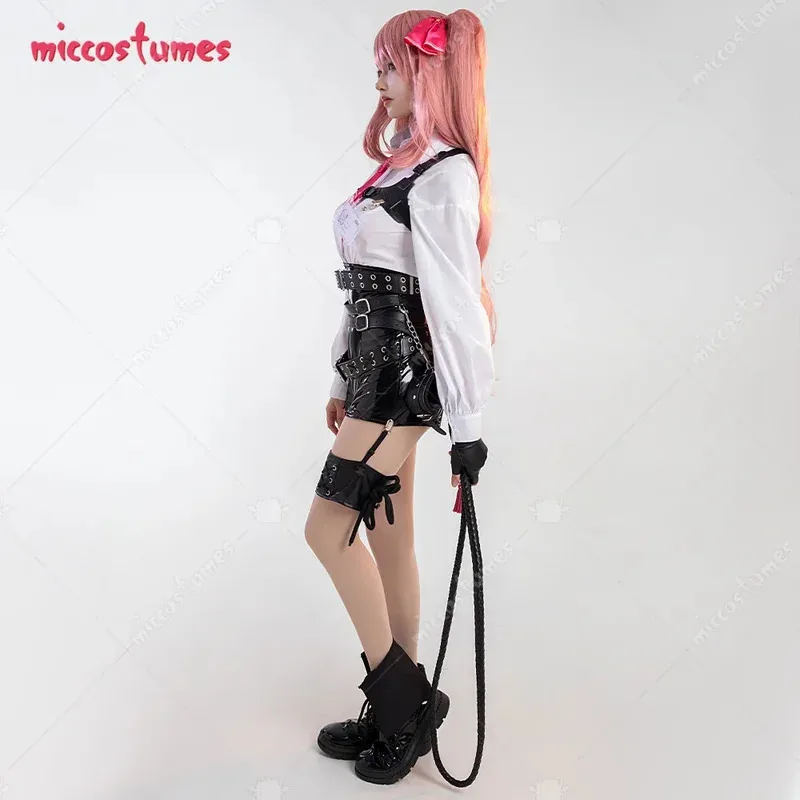 

25COSWomen's Yuni Cosplay Costume Women's Yuni White Shirt and Shorts Set with Belts and Necktie Set