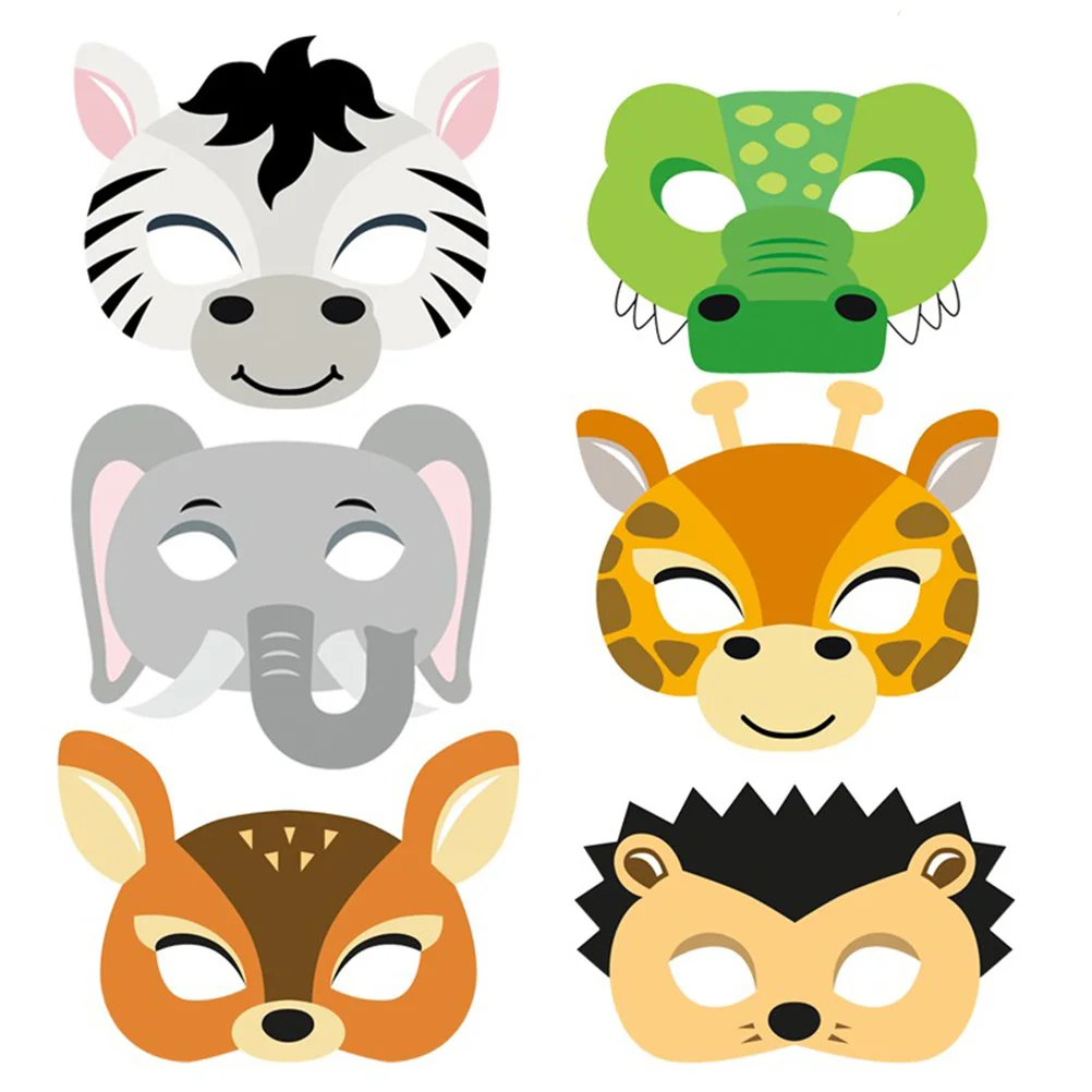 12 stuks cartoon dierenmaskers kostuummaskers voor kinderen verkleedprestaties met elastisch touw kostuum dierenmaskers