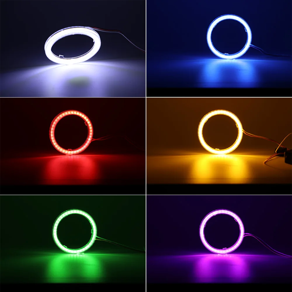 2PCS Led Angel Eyes 60mm 70mm 80mm 90mm LED Headlights Halo Rings Circular 12-24V Daytime Running Lights for Motorcycle Auto