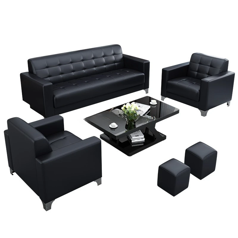 Office sofa business reception, modern simple meeting guest single three-person, coffee table combination set