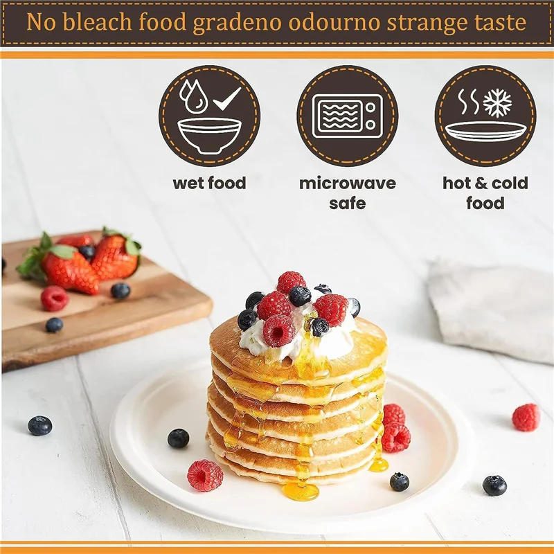 

100Pcs Strong Disposable Paper Bowls,350Ml Disposable Sugarcane Paper Bowls Brown Super Rigid Biodegradable