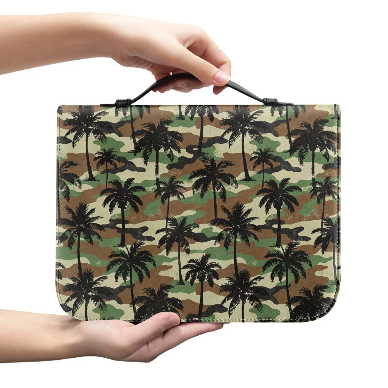 XIXIRIMIDO Palm Tree Camo Portable Bible Cover for Men Bookmark Belt Bible Book Covers New Trend
