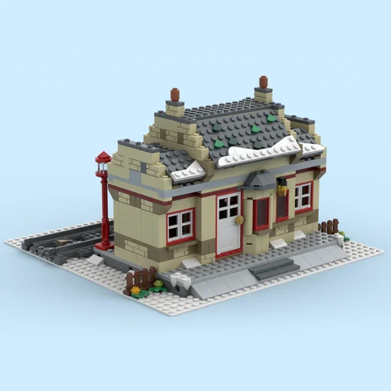 Street View Model Moc Building Bricks Winter Hogsmeadess Station Technology Modular Blocks Gift Christmas Toys DIY Sets Assembly