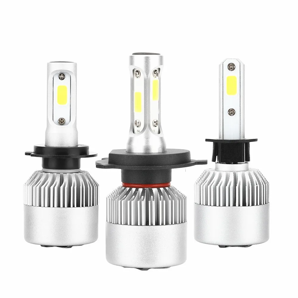 S2 LED Car Headlight Bulbs H1 H4 H7 72W 8000LM Tri-Side Emitting Hi/Low Beam Super Bright Auto Front Lamp Universal 12V Retrofit