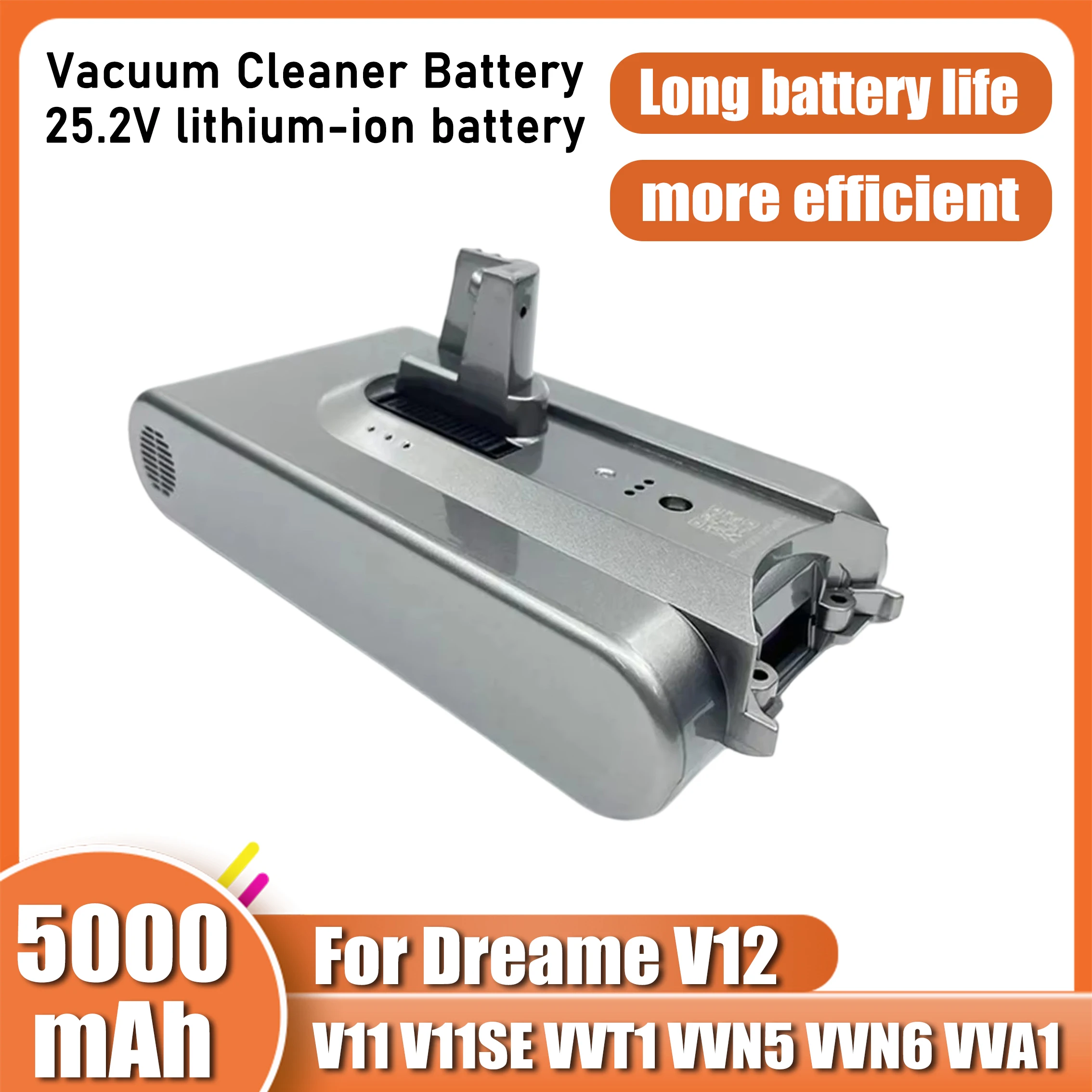 For Xiaomi Dreame V11/V12/V11SE/V12pro/VVT1/VVN6/VVA1/VVN5 series 25.2V 5000mAh lithium-ion battery replacement