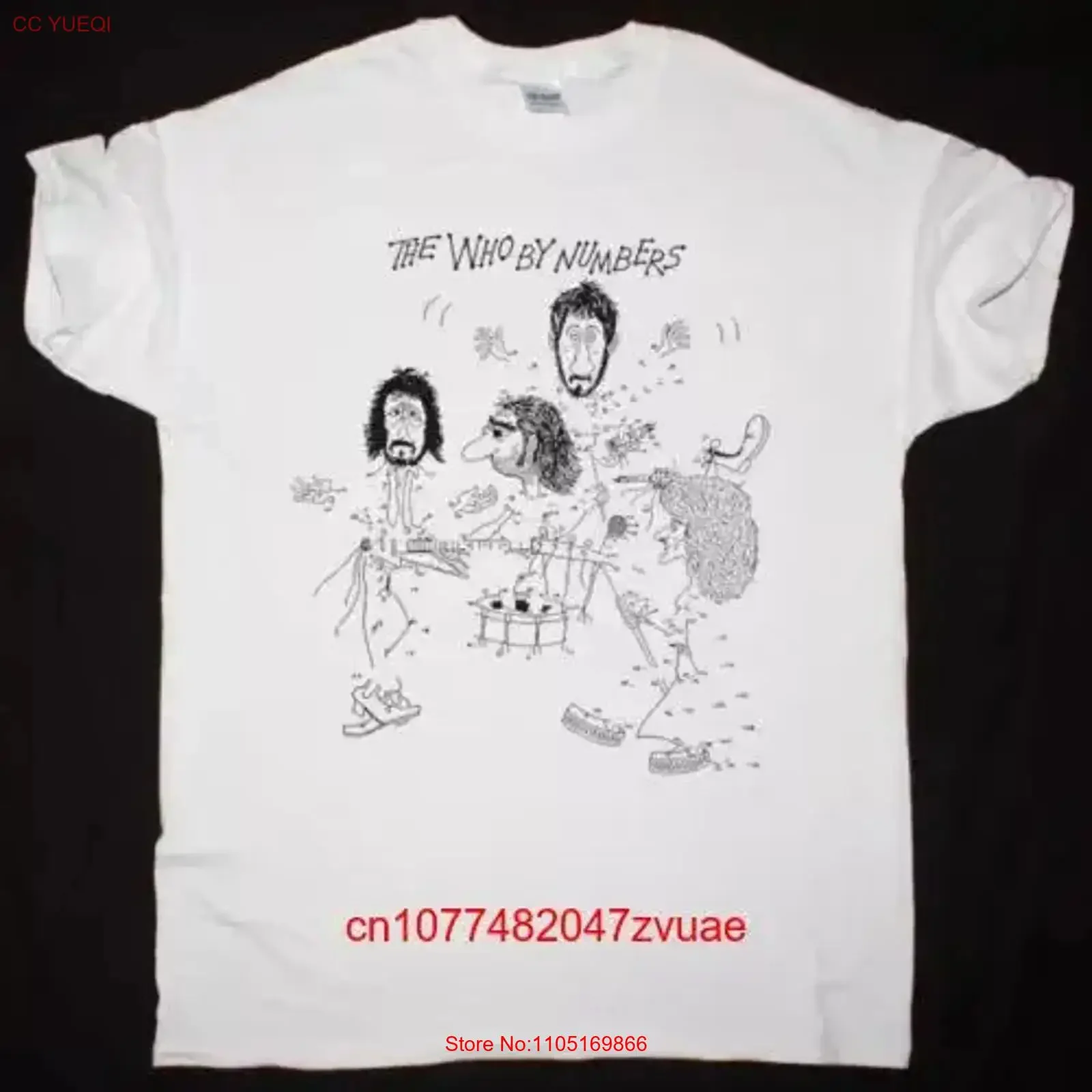 تي شيرت أبيض جديد من The Who by Numbers 1975 تي شيرت عتيق مغسول غير رسمي أنيق ملابس خروج ممتدة قليلاً #1