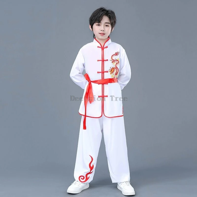 2025 drumprestatiekostuum Chinese creatieve kungfu-uniform voor kinderen, tai chi vechtsportkleding voor basisschool- en middelbare studenten