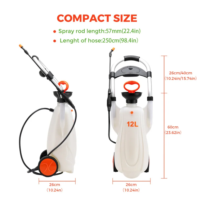 Lawn  Garden Wheeled Pump Compression Sprayer  Wheel Design