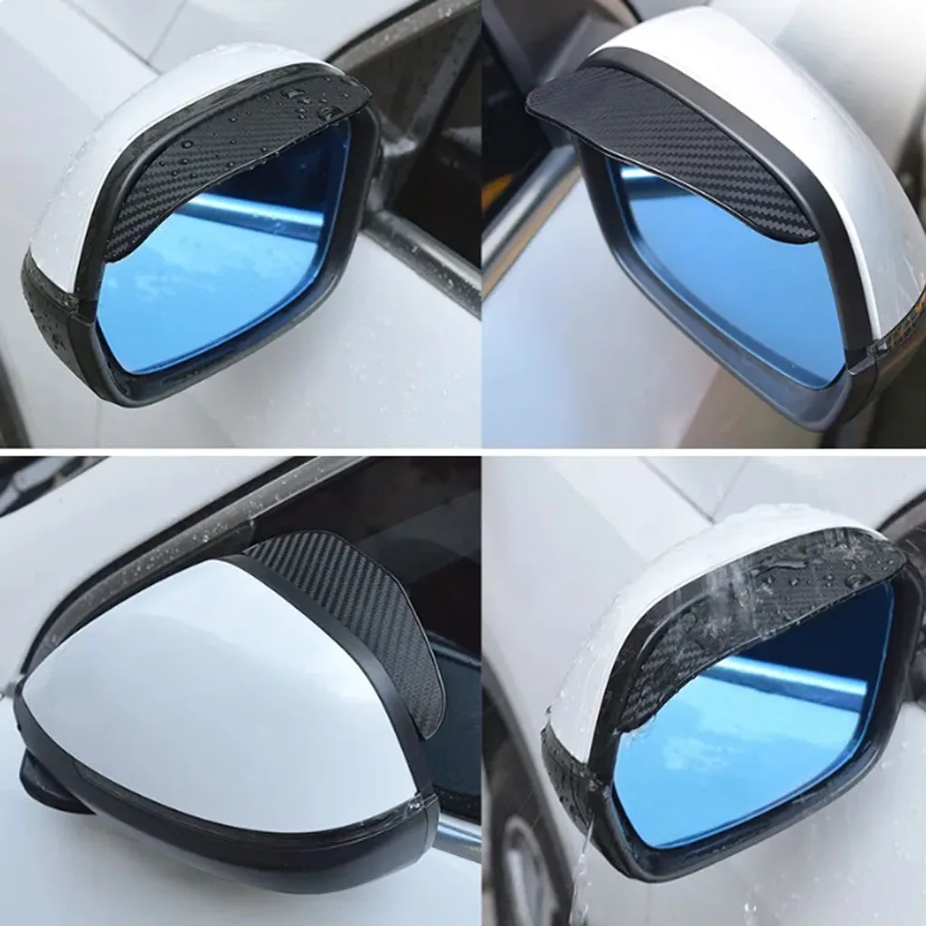 2PCS Car Rearview Mirror Rain Eyebrow Visor Carbon Fiber Car Rearview Side Snow Sun Visor Rain Cover Car Mirror Accessories