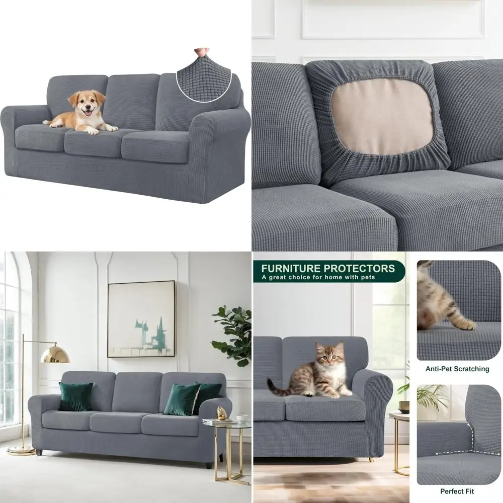 

Washable Stretch Sofa Slipcovers for 3-Cushion Couches with Separate Backrest and Cushions, 7-Piece Couch Cover Set