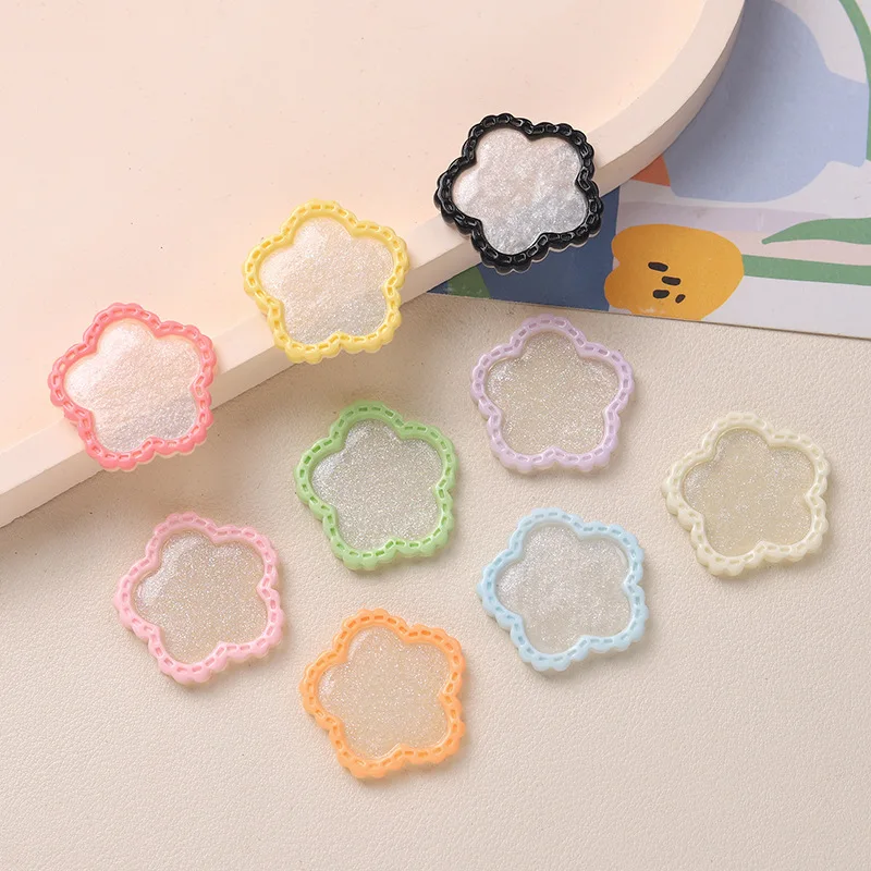 

10pcs New Flower Shape Plate Resin Cabochons for DIY Microlandscape Jewelry Making Wholesale Scrapbook Decoration Accessory