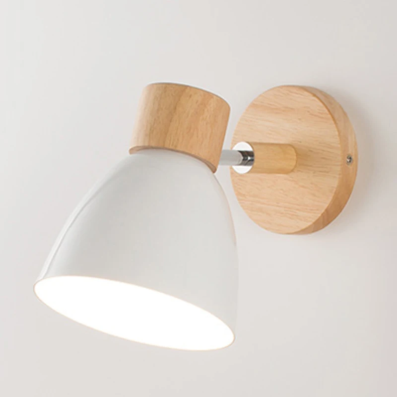 

Wooden Nordic Wall Lamp With Switch Modern Wall Sconce For Bedroom Living Room Home Lighting Macaroon 6 Color Steering Head E27