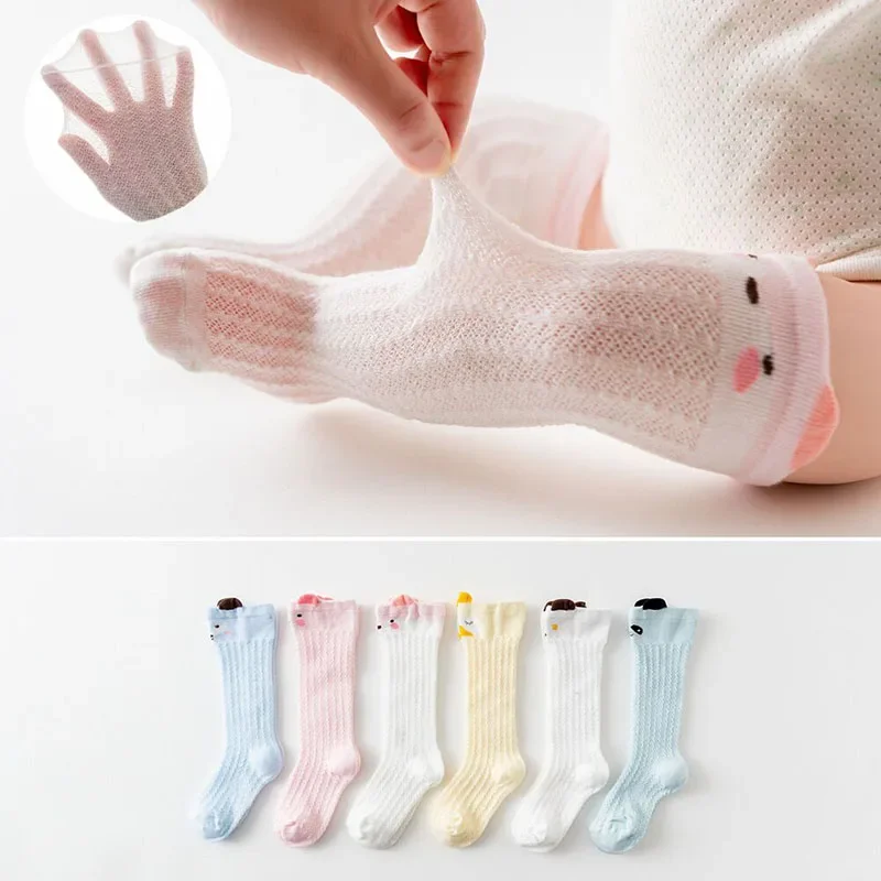 Summer Baby Mesh Socks 0-3Y Children Anti-mosquito Long Stockings Thin Breathable Kids Knee High Sock Solid Color Toddler Socks