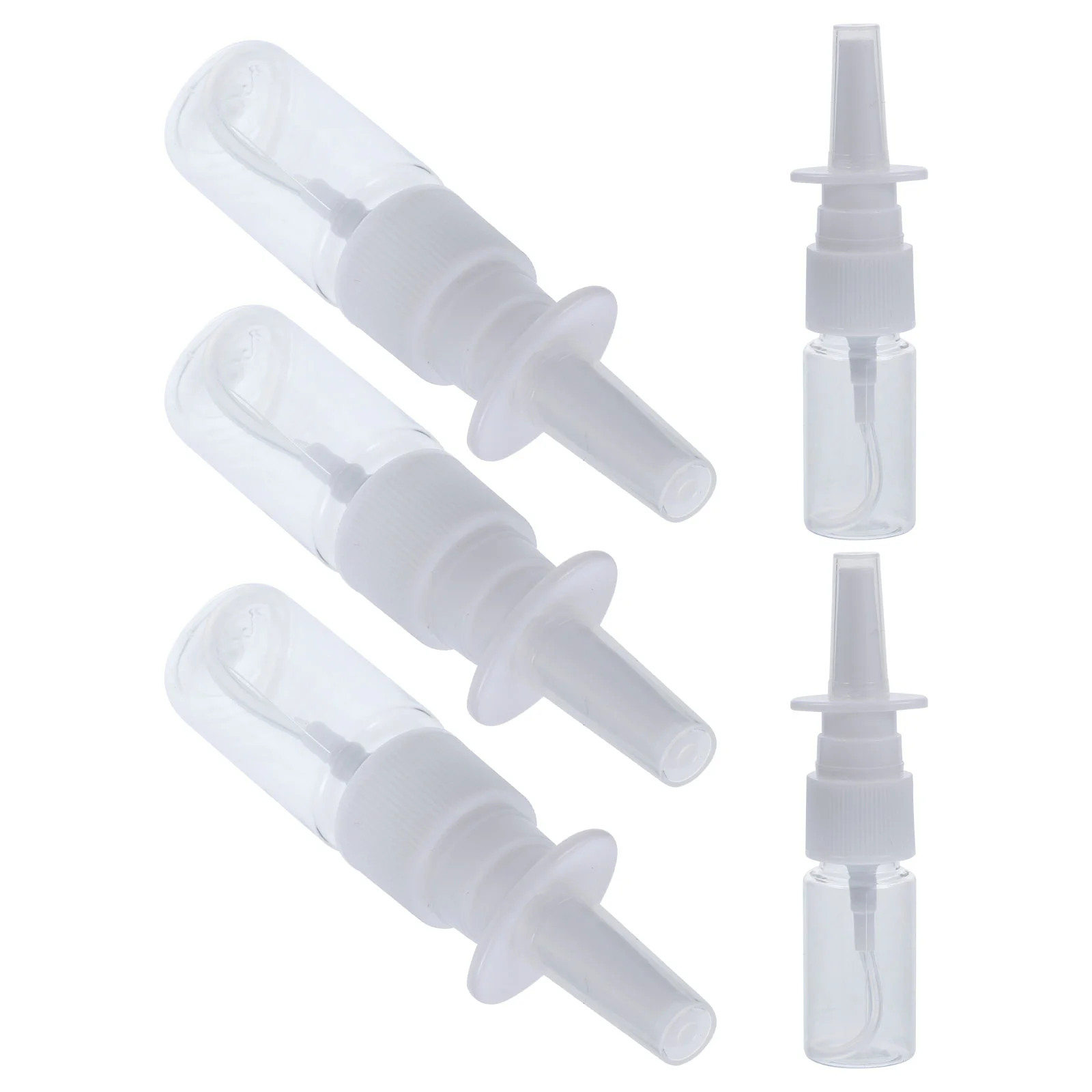 

5 Pcs 10ml Portable Nasal Sprayer Bottle Refillable Fine Mist Empty Spray Bottles (10M Transparent Flat Shoulder Bottle + 18R