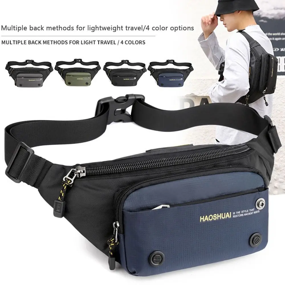 Casual Nylon Men's Chest Bag Multi Compartment Large Capacity Outdoor Crossbody Bag Anti-theft Waterproof Sports Waist Bag