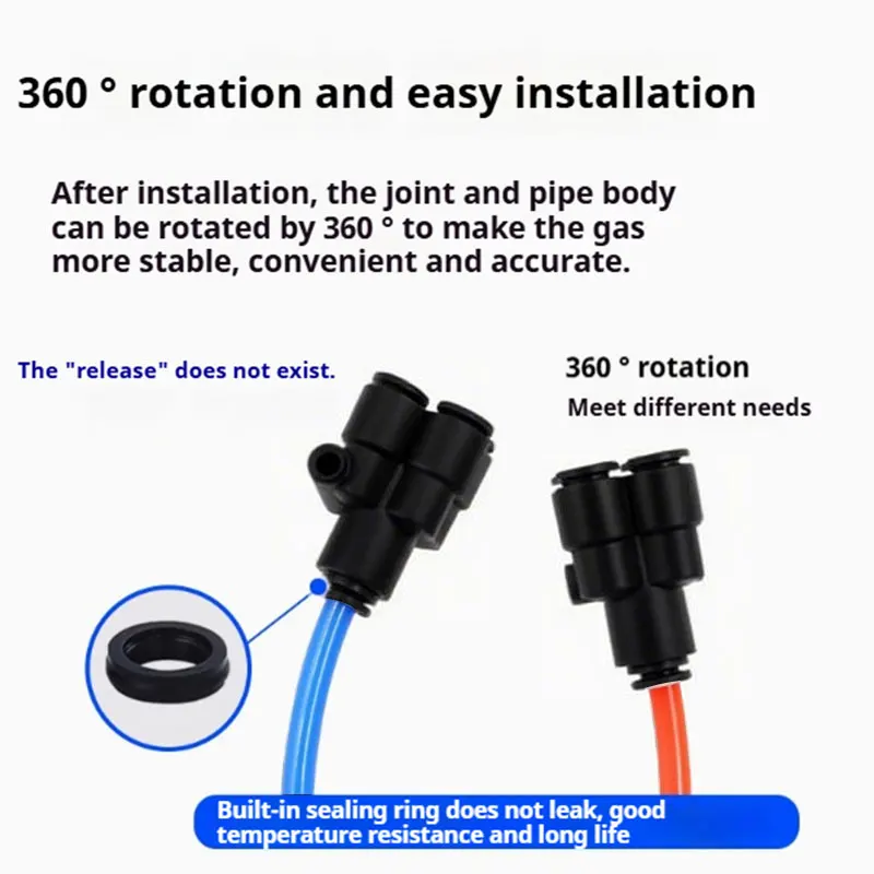 10pcs KQ2U Series 4/6/8/10/12mm 3 Way Port Y Shape Equal Diameter Variable Diameter Air Pneumatic Quick Connectors