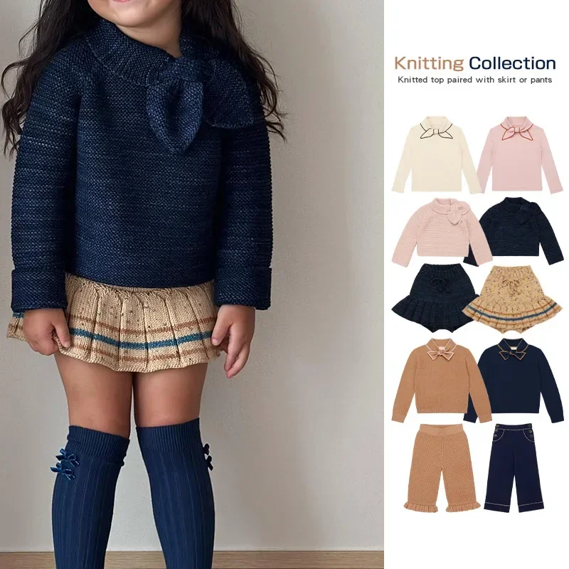 

Kids sweater Fall/Winter 2023 MP vintage idyllic baby girl warm pullover knit cardigan misha and puff