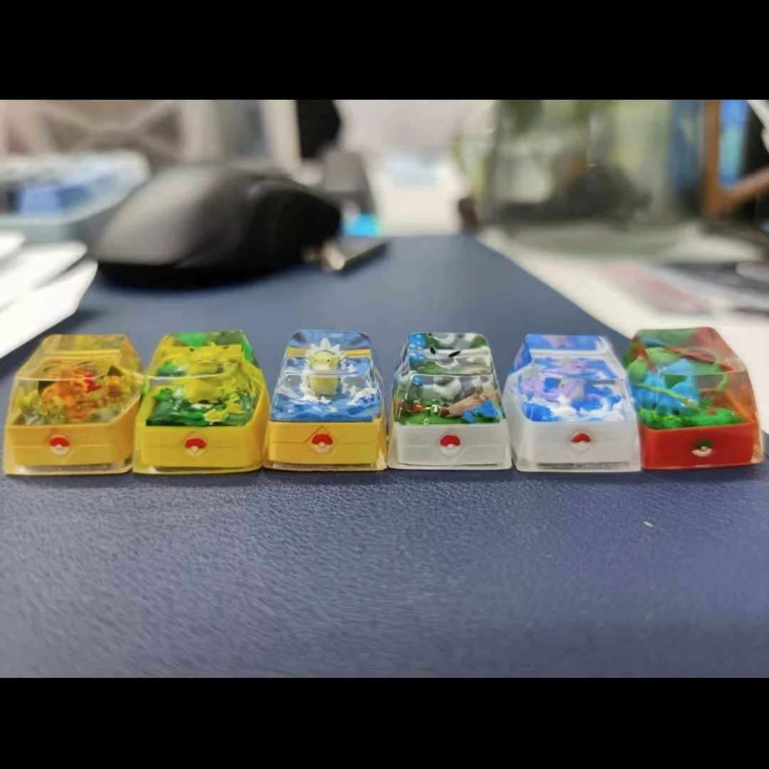 

PTCG Pokemon Keycap Mechanical Keyboard Resin Transparent Stereoscopic Lapras Slowpoke Cubone Psyduck Keycap Eevee Wave 15