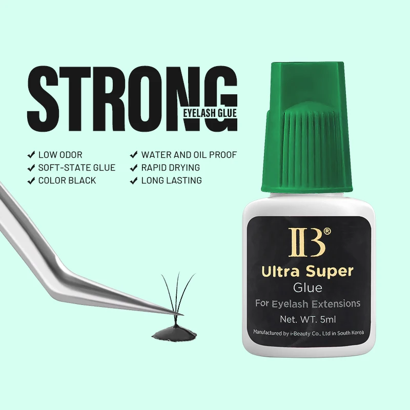 5 garrafas coreia original ib ultra super cola para extensões de cílios 5ml ib tampa verde cola cílios postiços ferramentas de maquiagem adesiva