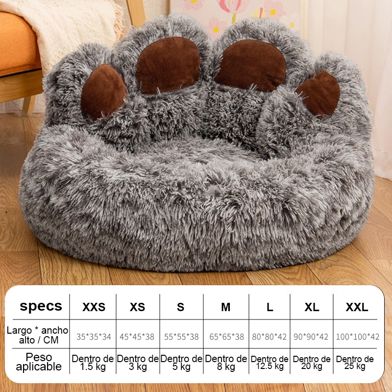 Kimpets Dog Sofa Beds Nest For Cat Nest Creative Cute Bear Paw Long Hair Warm All Seasonal Universal Dog Nest Mat  Accessories