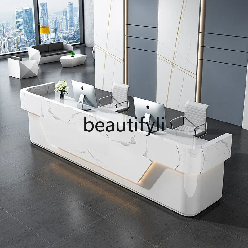 zq1Front Desk Reception Company Welcome Bar Counter Painted Beauty Salon Cashier Hotel Front Desk