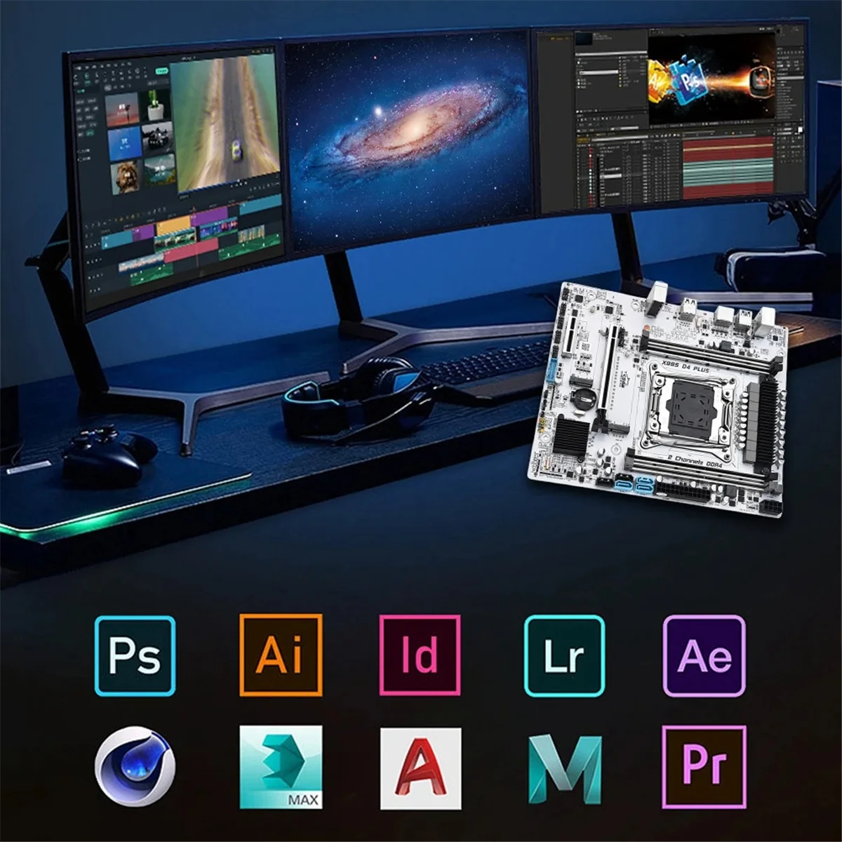 

A52TX99S D4 PLUS Computer Motherboard 4XDDR4 LGA2011-3 USB3.0/2.0 SATA 3.0/2.0 Supports M.2 NVME/NGFF Gigabit Network Card