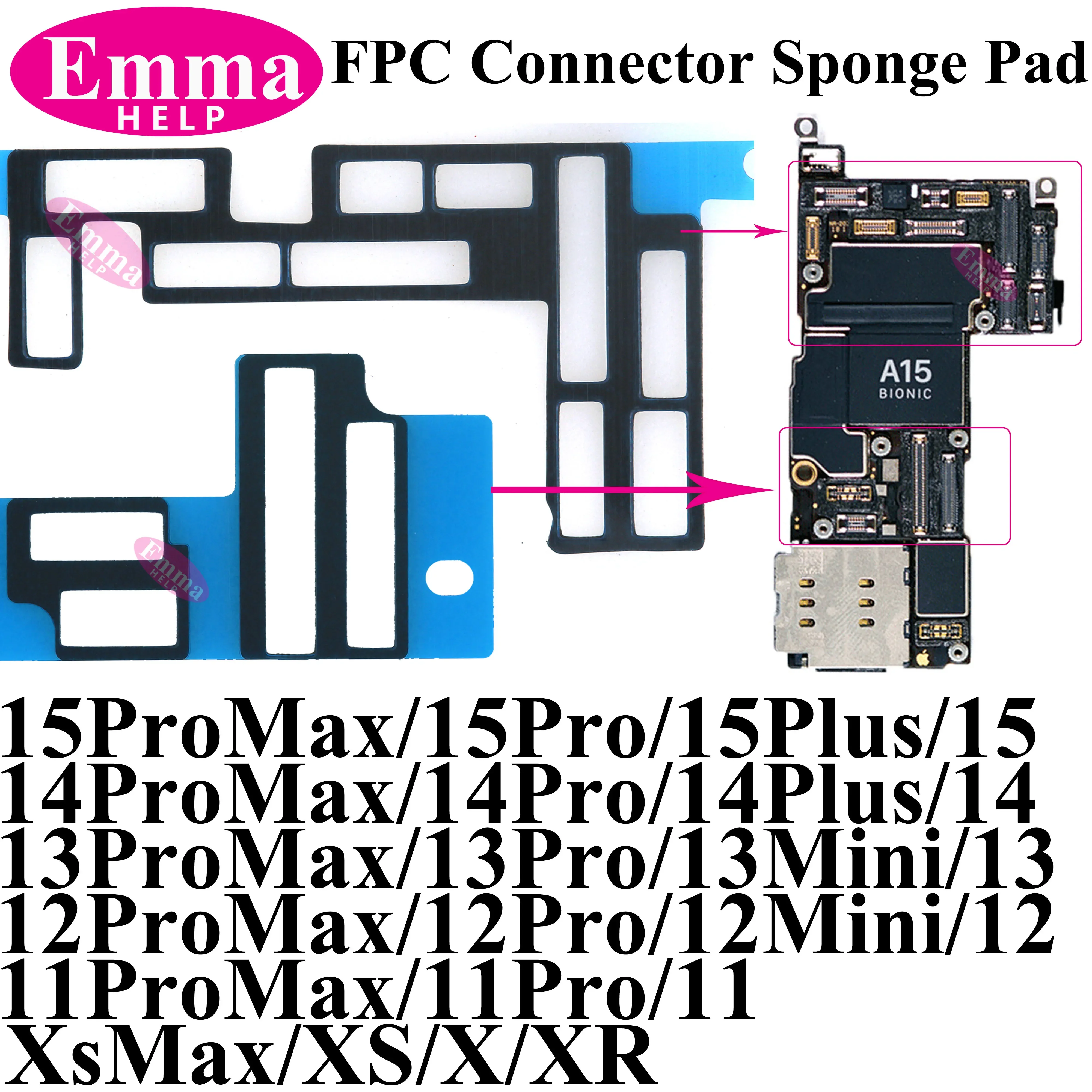 5Sets Mainboard Fpc Sponge Foam Pad Internal Socket Interface Pad Repair Sticker Adhesive For iPhone 11 12 13 15 Pro Max 14 Plus