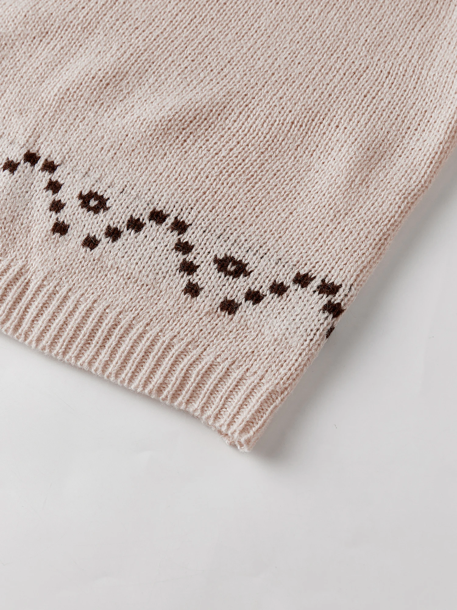 Wintertrui voor dames, trui met lange mouwen, ronde hals, sneeuwvlokprint, gebreide kleding met geribbelde manchetten en zoom