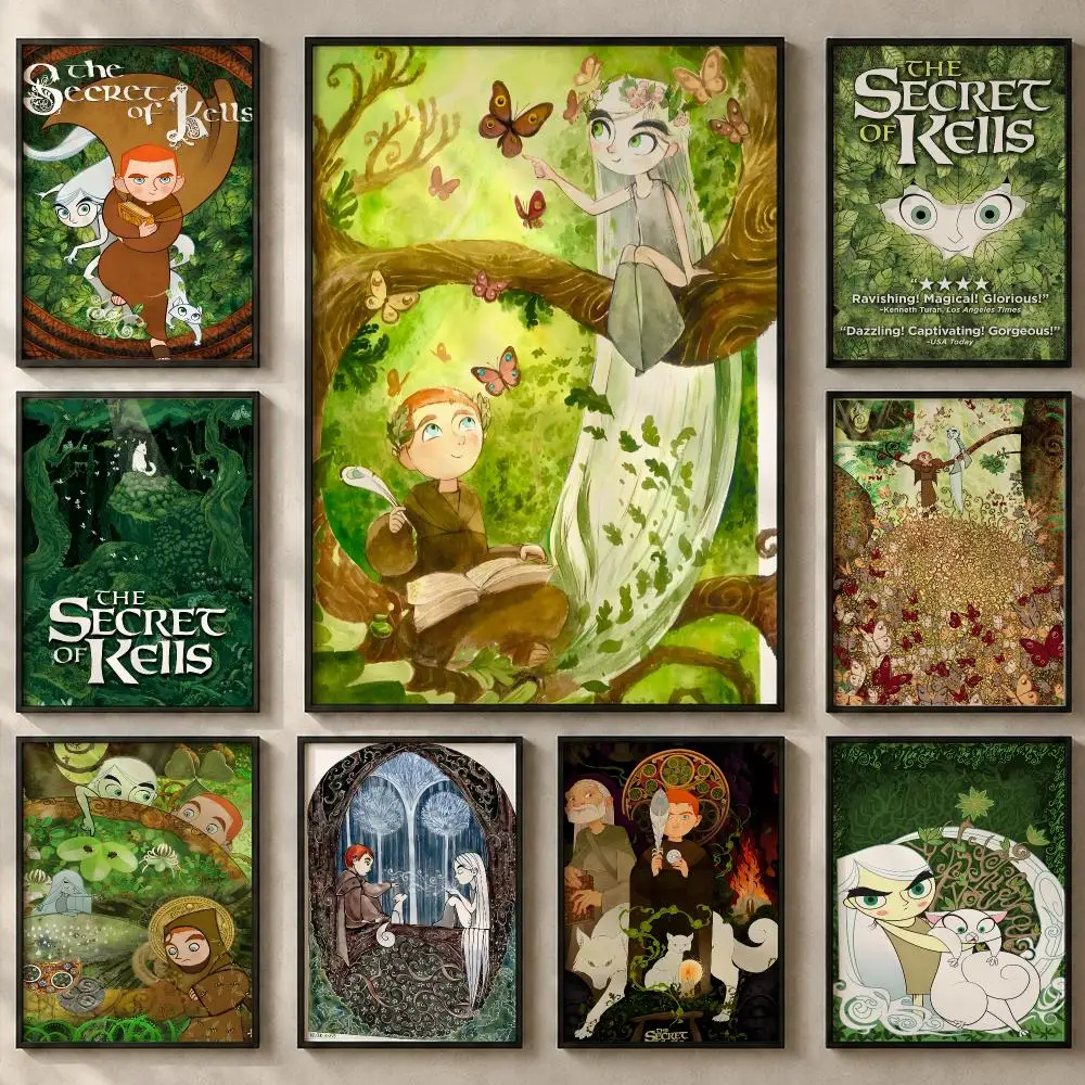 Movie T-The Secret of KellsS Poster Art  Self-Adhesive No Glue Residue Wall Sticker for Home Office Nursery